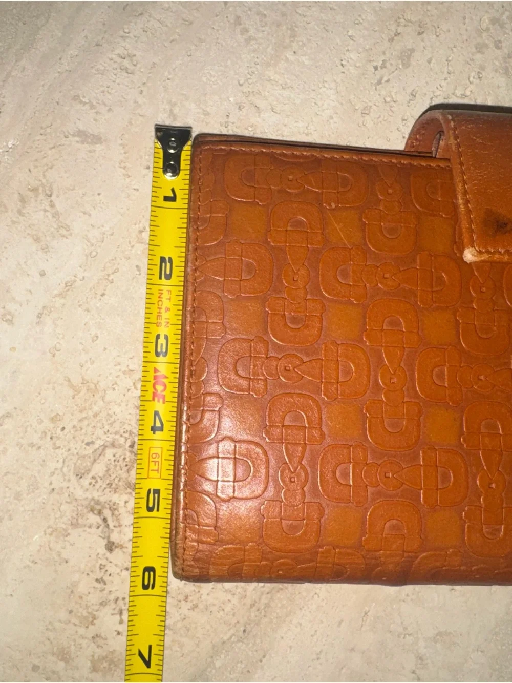 Gucci Cognac Leather Planner with Embossed Monogram